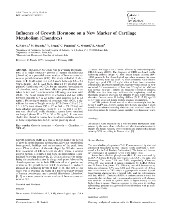 (PDF) Influence of Growth Hormone on a New Marker of Cartilage ...