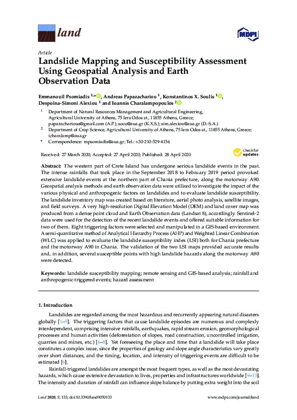 (PDF) Landslide Mapping and Susceptibility Assessment Using Geospatial ...