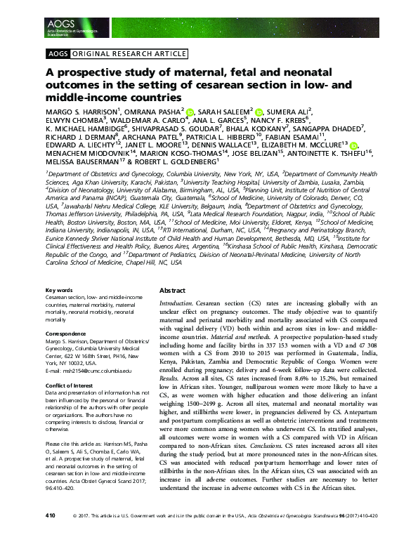 (PDF) A prospective study of maternal, fetal and neonatal outcomes in ...