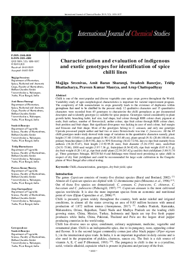 (PDF) Characterization and evaluation of indigenous and exotic ...