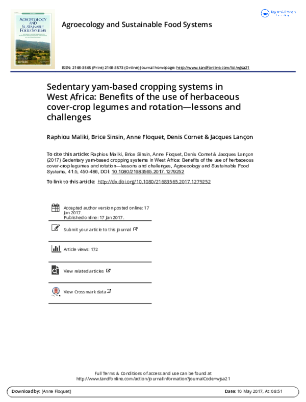(PDF) Sedentary yam-based cropping systems in West Africa: Benefits of ...