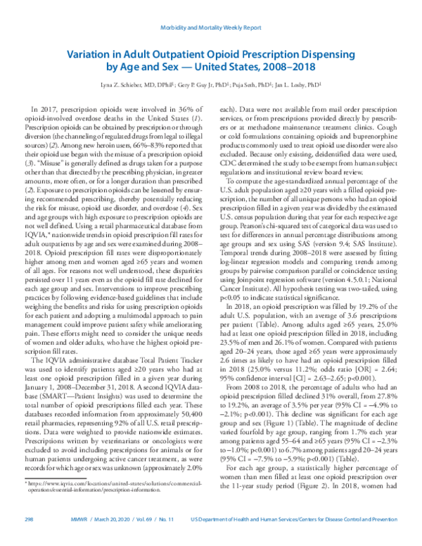 (PDF) Variation in Adult Outpatient Opioid Prescription Dispensing by ...