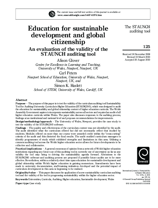 (PDF) Education for sustainable development and global citizenship