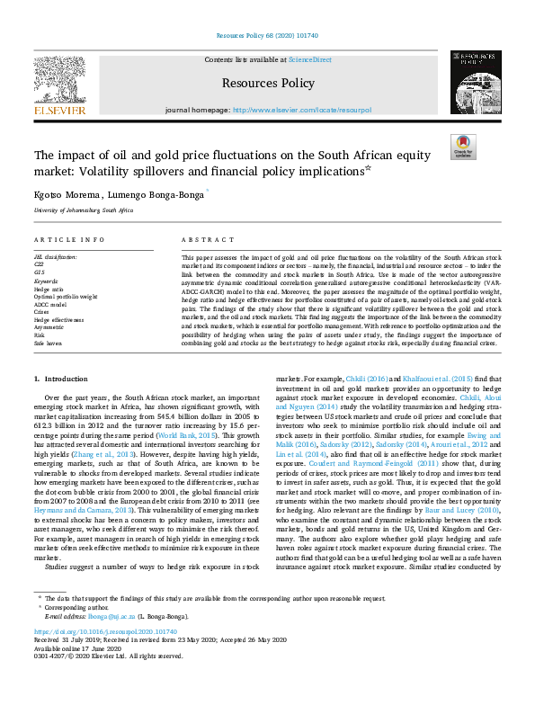 (PDF) The impact of oil and gold price fluctuations on the South ...
