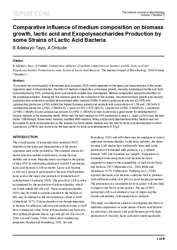 (PDF) Comparative influence of medium composition on biomass growth ...