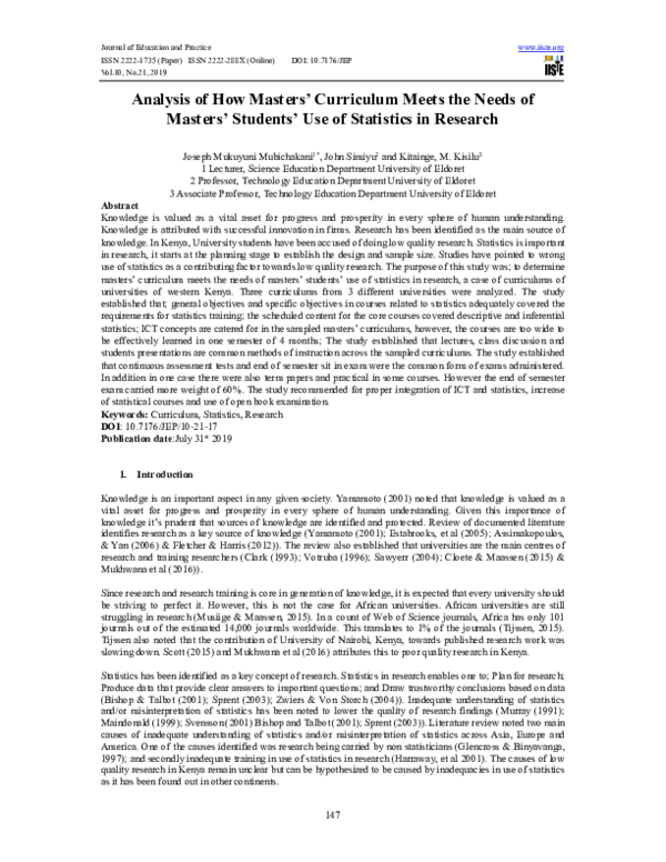 (PDF) Analysis of How Masters’ Curriculum Meets the Needs of Masters ...