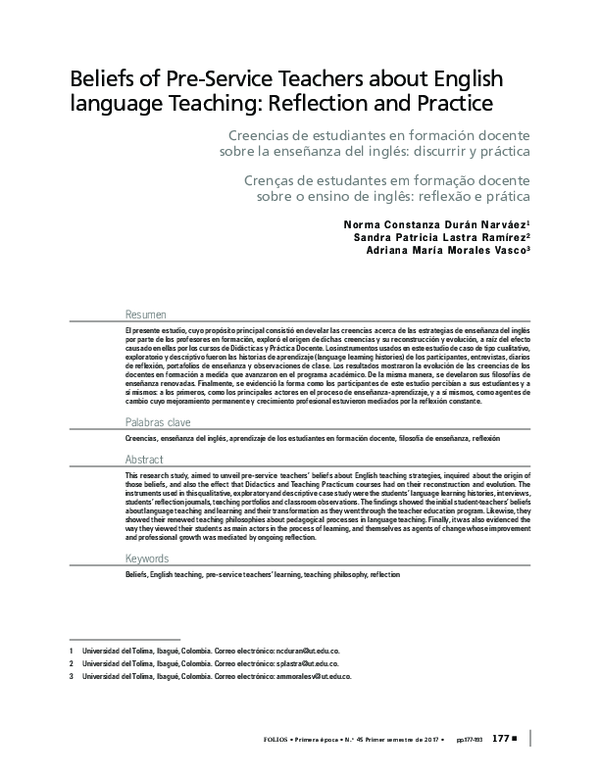 (PDF) Beliefs of Pre-Service Teachers about English language Teaching ...