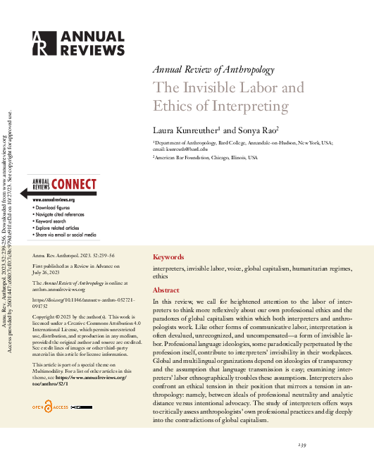 (PDF) The Invisible Labor and Ethics of Interpreting