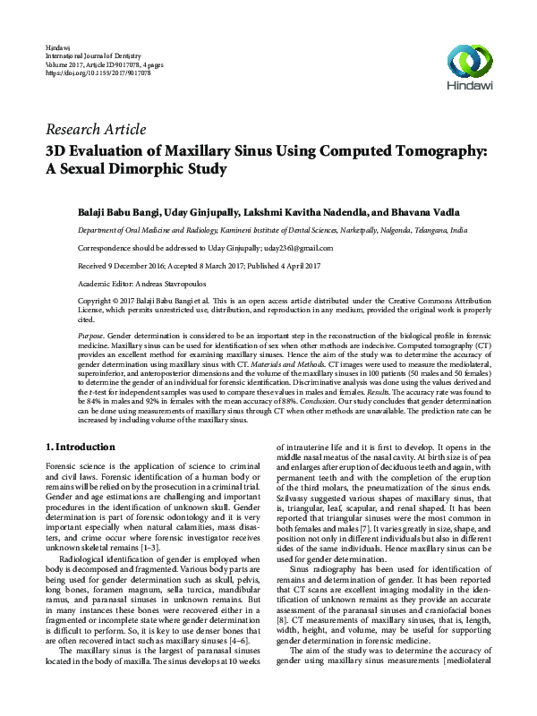 (PDF) 3D Evaluation of Maxillary Sinus Using Computed Tomography: A ...