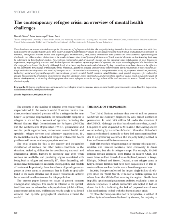 (PDF) The contemporary refugee crisis: an overview of mental health ...