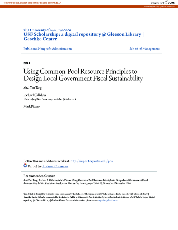 (PDF) Using Common-Pool Resource Principles to Design Local Government ...