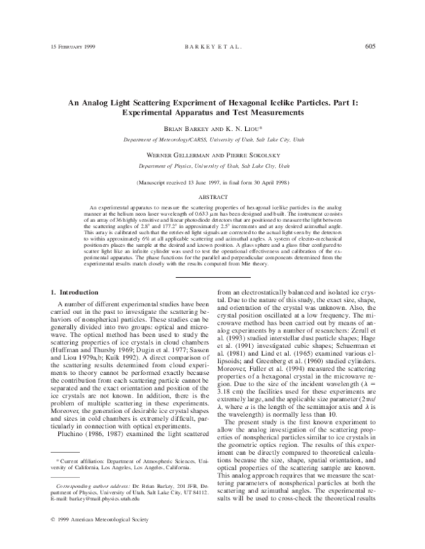 (PDF) An Analog Light Scattering Experiment of Hexagonal Icelike ...