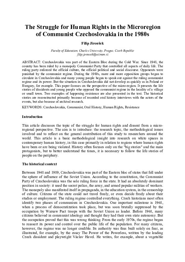 (PDF) The Struggle for Human Rights in the Microregion of Communist ...
