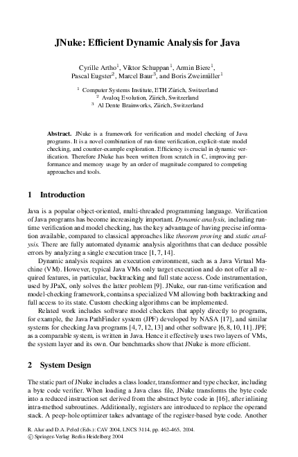 (PDF) JNuke: Efficient Dynamic Analysis for Java