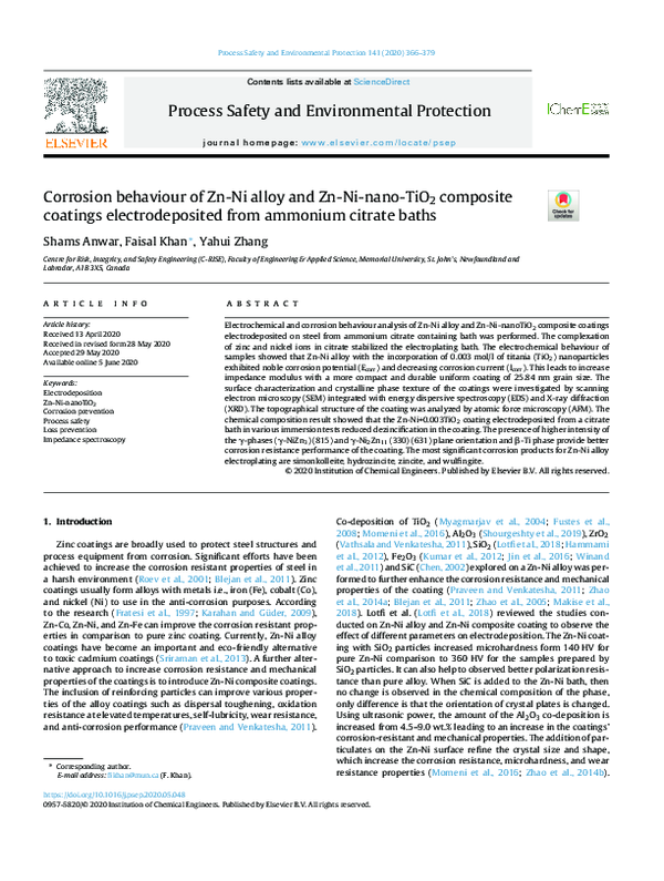 (PDF) Corrosion behaviour of Zn-Ni alloy and Zn-Ni-nano-TiO2 composite ...