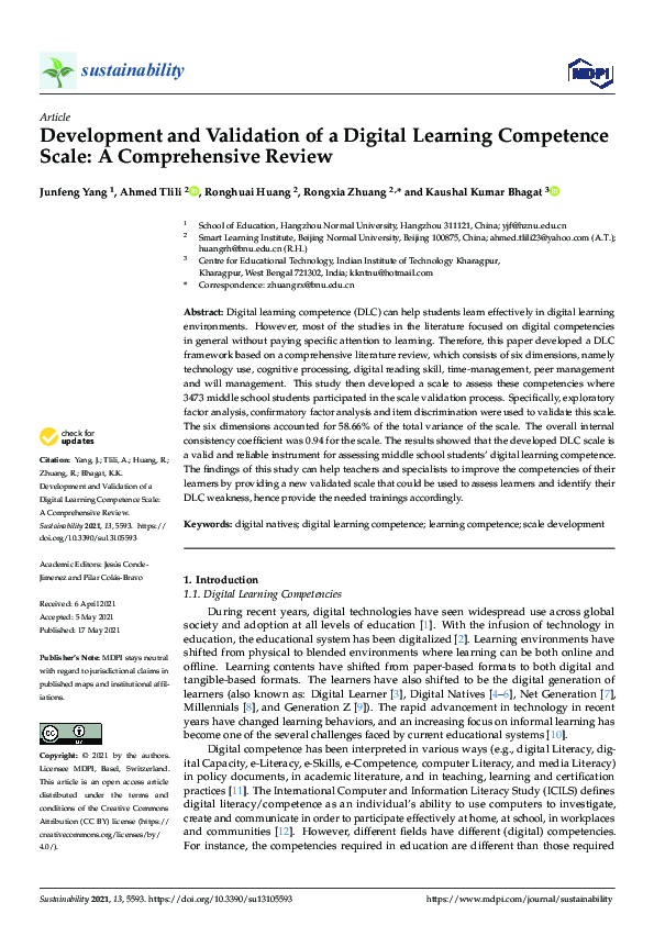 (PDF) Development and Validation of a Digital Learning Competence Scale ...