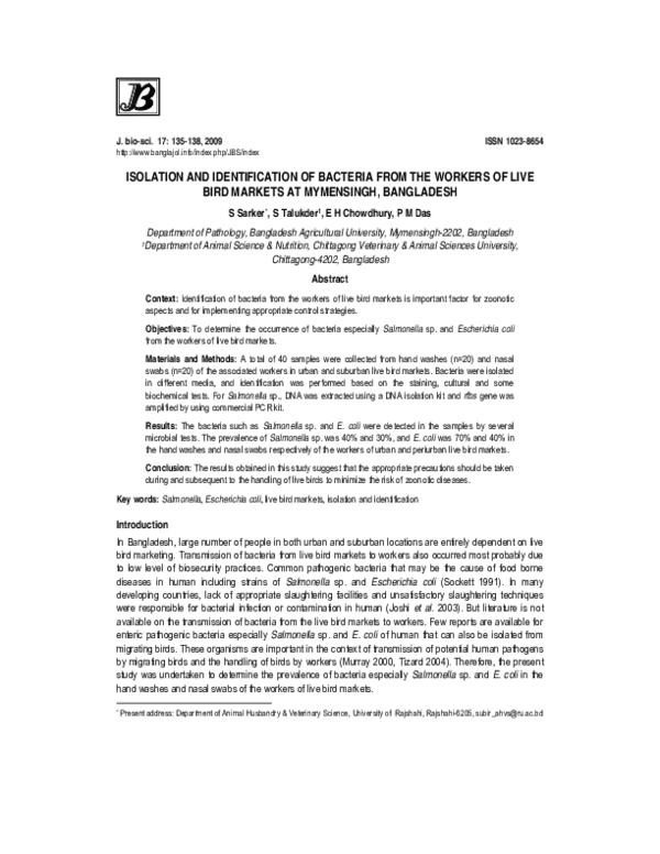 (PDF) Isolation and identification of bacteria from organic foods ...