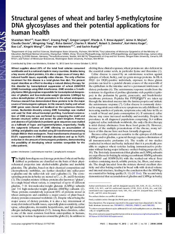 (PDF) Structural genes of wheat and barley 5-methylcytosine DNA ...