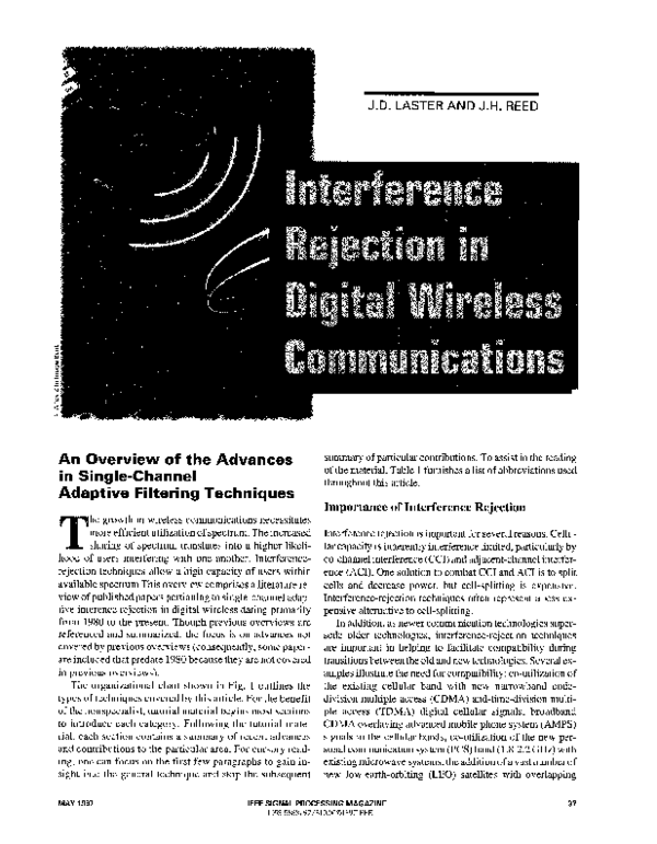 (PDF) Interference rejection in digital wireless communications