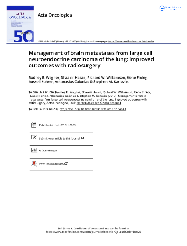 (PDF) Management of brain metastases from large cell neuroendocrine ...