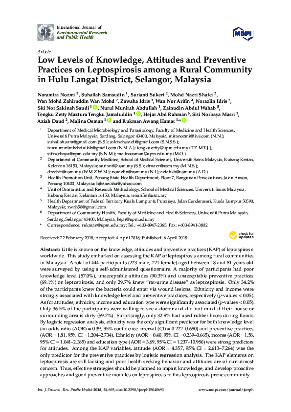 (PDF) Low Levels of Knowledge, Attitudes and Preventive Practices on ...