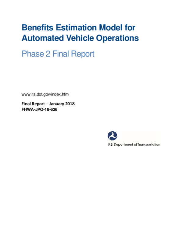 (PDF) Benefits Estimation Model for Automated Vehicle Operations: Phase ...