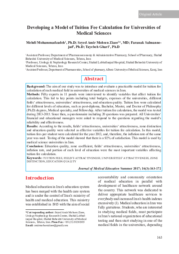 (PDF) Developing a Model of Tuition Fee Calculation for Universities of ...