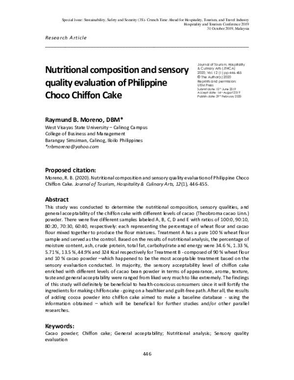 (PDF) Nutritional composition and sensory quality evaluation of ...