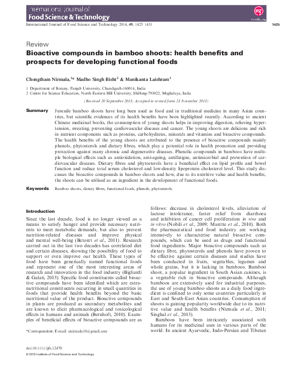 (PDF) Bioactive compounds in bamboo shoots: health benefits and ...