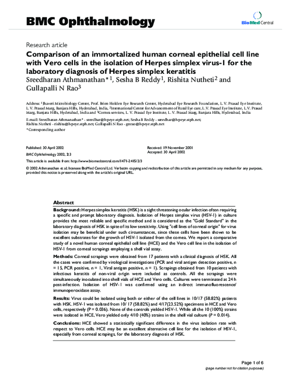 (PDF) Comparison of an Immortalized Human Corneal Epithelial Cell Line ...