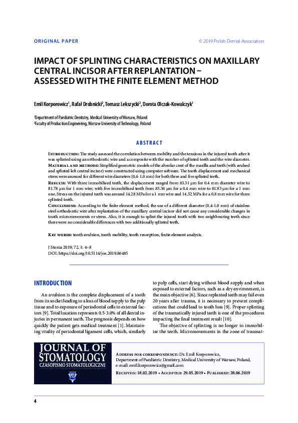 (PDF) Impact of splinting characteristics on maxillary central incisor ...