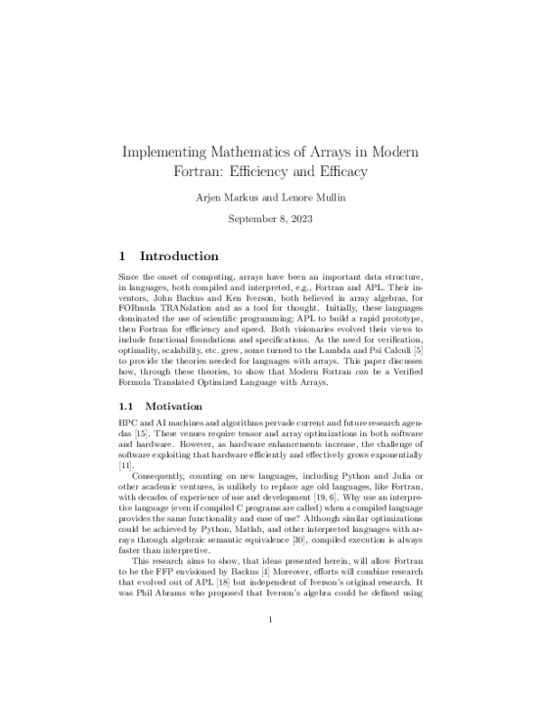 (PDF) Implementing Mathematics of Arrays in Modern Fortran: Efficiency ...