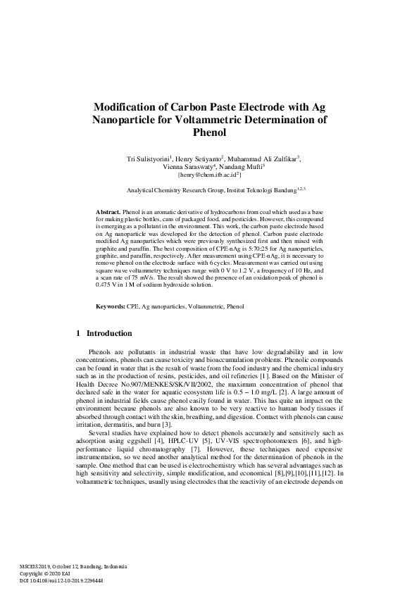 (PDF) Modification of Carbon Paste Electrode with Ag Nanoparticle for ...
