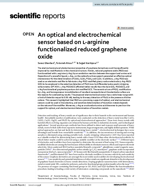(PDF) An optical and electrochemical sensor based on l-arginine ...