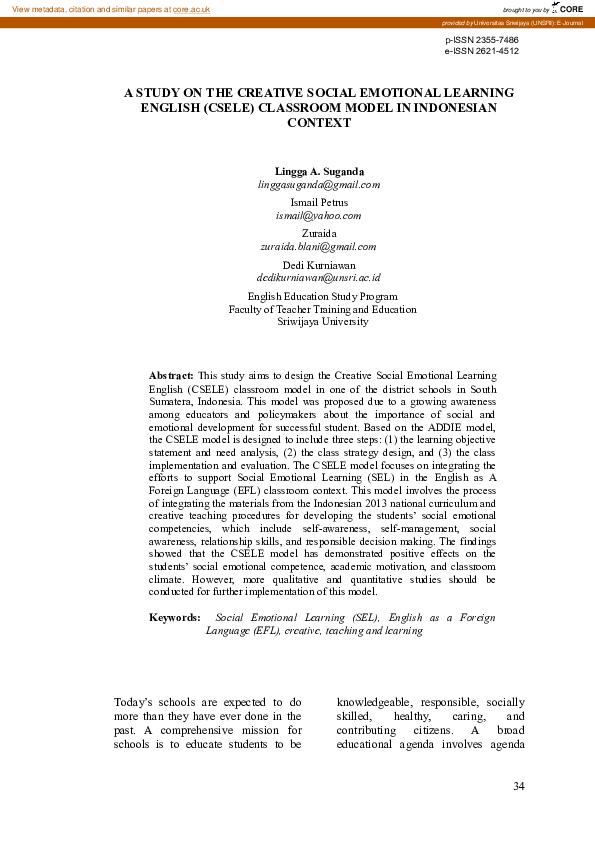(PDF) A Study on the Creative Social Emotional Learning English (Csele ...