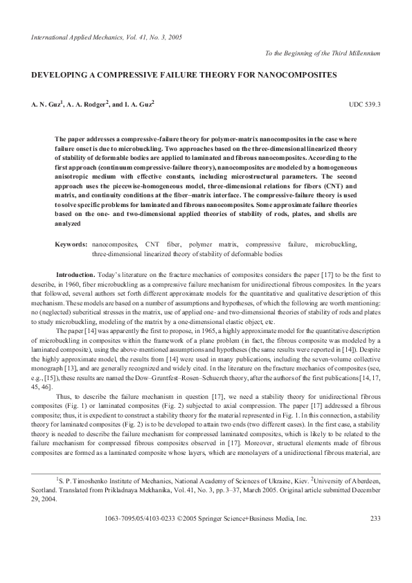 (PDF) Developing a Compressive Failure Theory for Nanocomposites