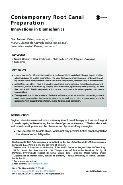 (PDF) Contemporary Root Canal Preparation