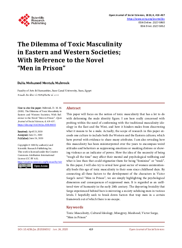 (PDF) The Dilemma of Toxic Masculinity in Eastern and Western Societies ...
