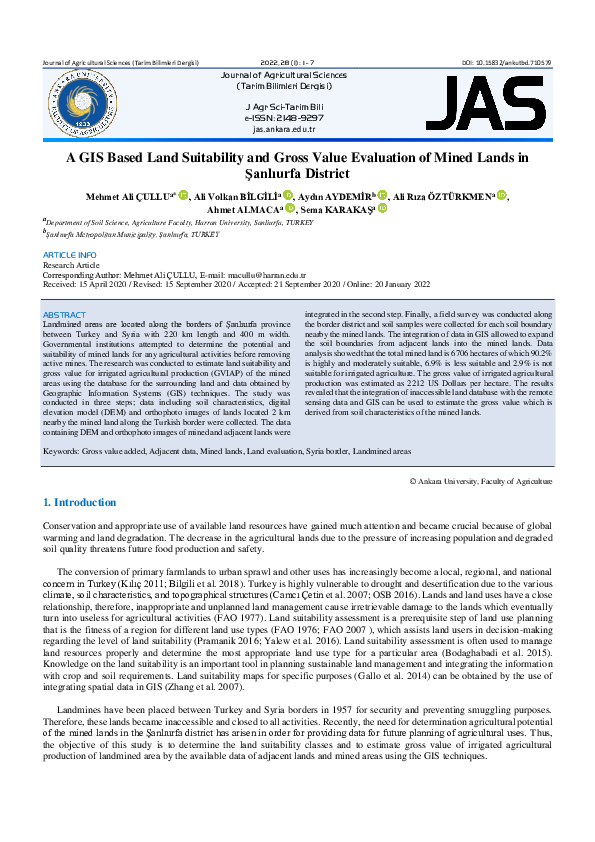 (PDF) A GIS Based Land Suitability and Gross Value Evaluation of Mined ...