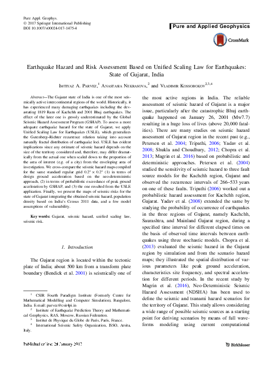 (PDF) Earthquake hazard and risk assessment based on Unified Scaling ...
