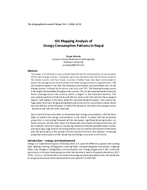 (PDF) GIS Mapping Analysis of Energy Consumption Patterns in Nepal