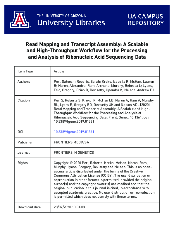 (PDF) Read Mapping and Transcript Assembly: A Scalable and High ...