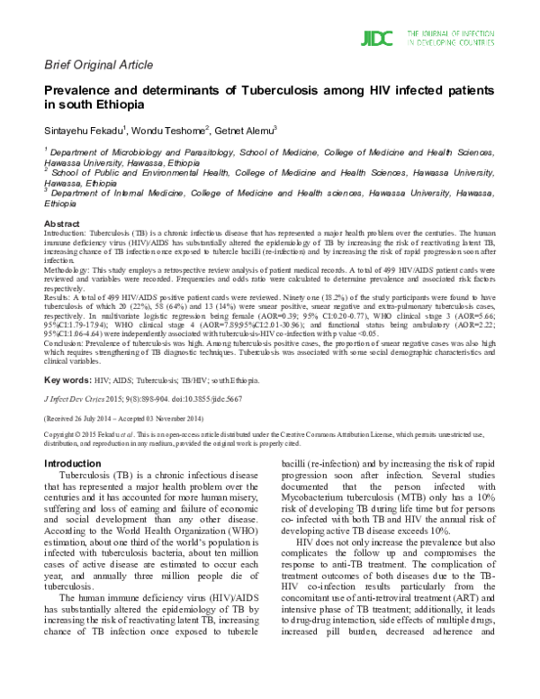 (PDF) Brief Original Article Prevalence and determinants of ...