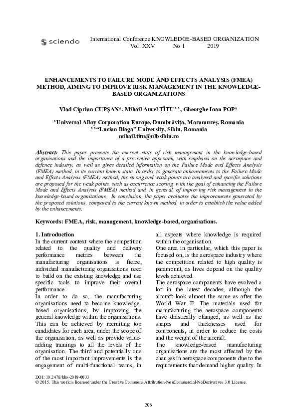 (PDF) Enhancements to Failure Mode and Effects Analysis (FMEA) Method ...