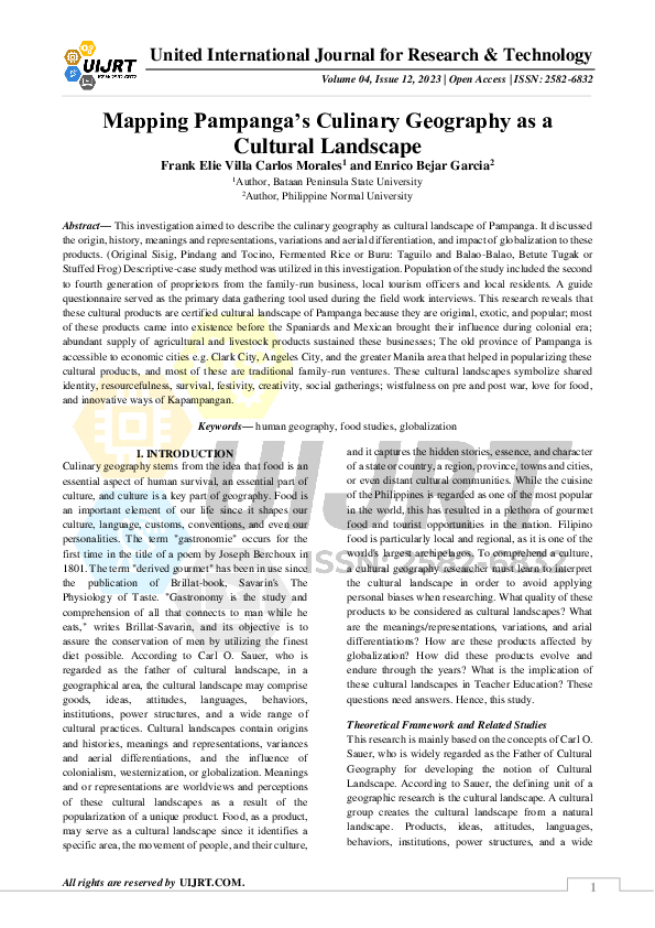 (PDF) Mapping Pampanga's Culinary Geography as a Cultural Landscape