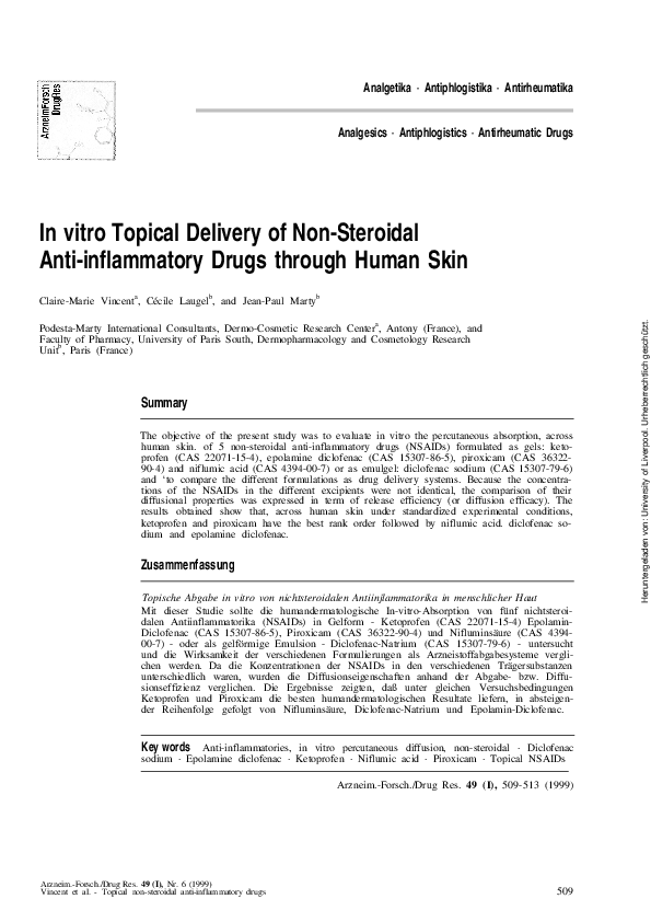 (PDF) In vitro Topical Delivery of Non-Steroidal Anti-inflammatory ...