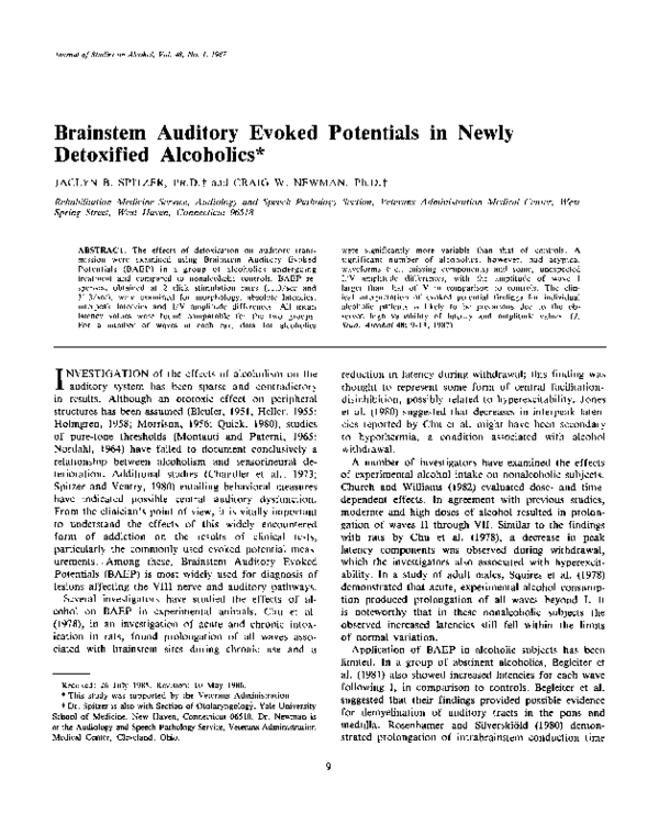 (PDF) Brainstem auditory evoked potentials in newly detoxified alcoholics