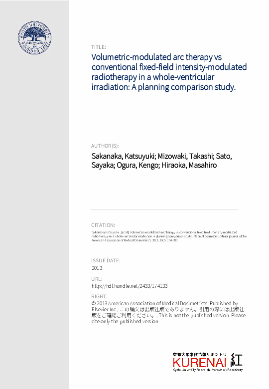 (PDF) Volumetric-modulated arc therapy vs conventional fixed-field ...