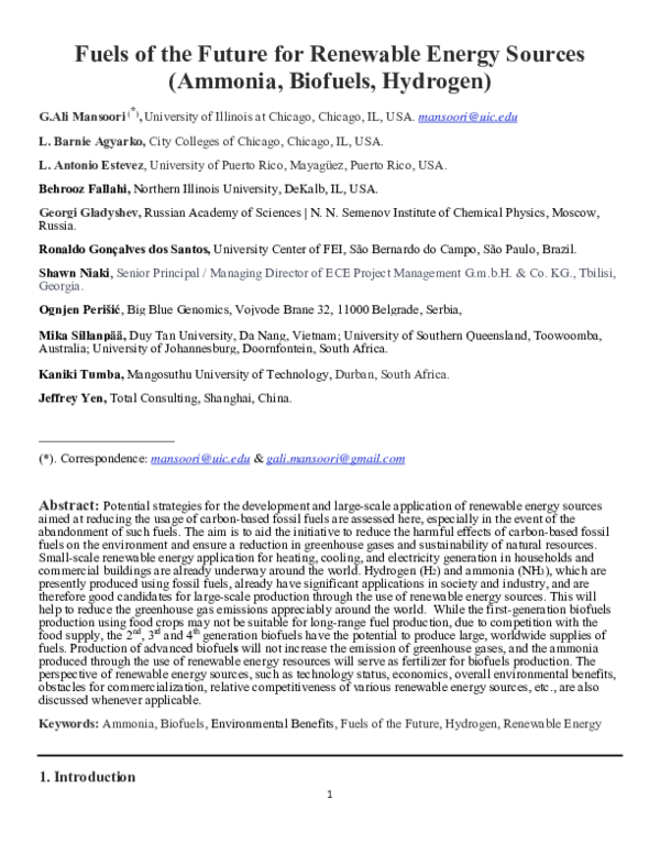 (PDF) Fuels of the Future for Renewable Energy Sources (Ammonia ...