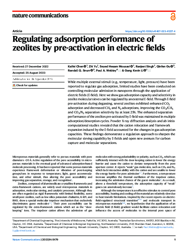 (PDF) Regulating adsorption performance of zeolites by pre-activation ...